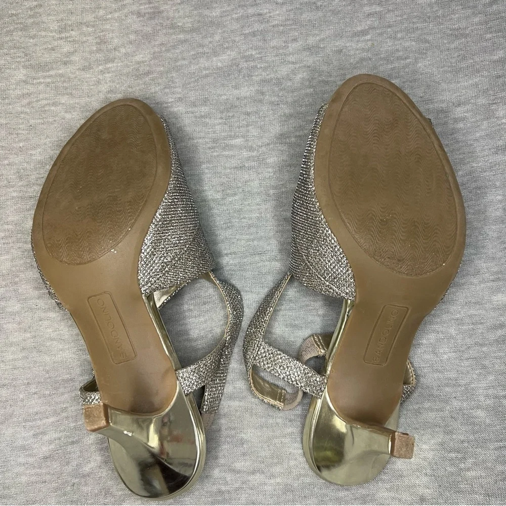 Bandolino Silver Heels with Peep-Toe and Ankle Strap